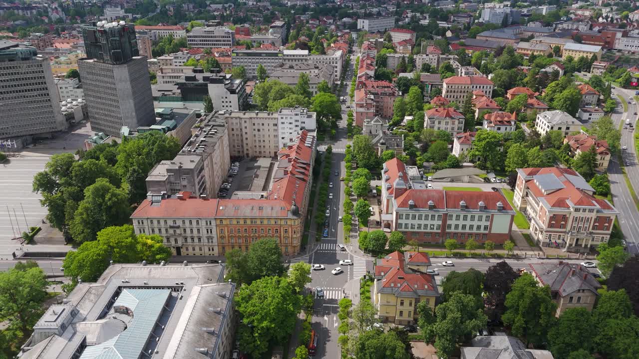 Ljubljana from above showcasing its urban greenery