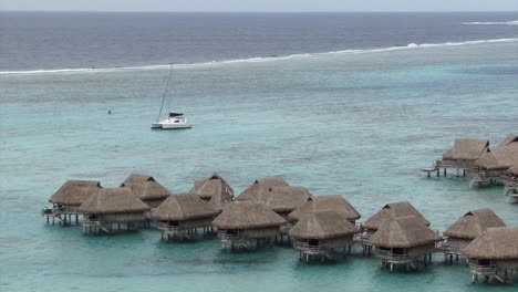 overwater bungalows, view from toatea lookout, moorea, french polynesia