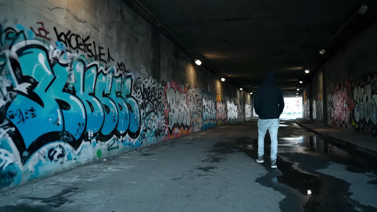 Tunnel with Graffiti Art