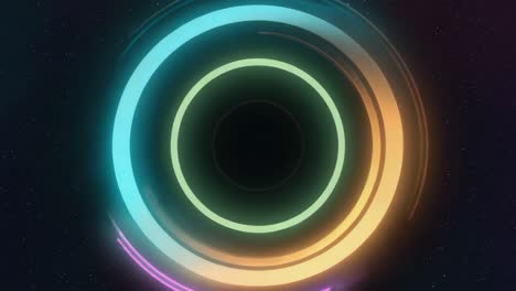 abstract neon glowing rings in space background