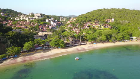 drone flight over coast of buzios, brazil