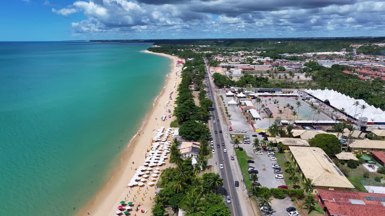 Horizonte de Porto Seguro en Porto Seguro, Bahía, Brasil. Paisaje de playa. Hermosa costa. Destino turístico. Horizonte del noreste de Brasil