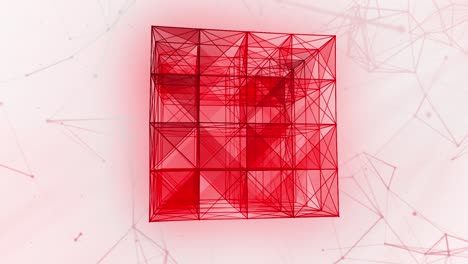 red wireframe cube abstract background