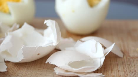 close-up of cracked eggshells