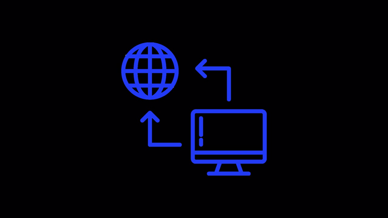 Animated Icon of Computer Connecting to Global Network