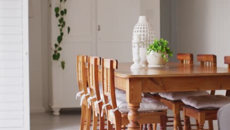 general view of living room and dining room interior with sofa and table