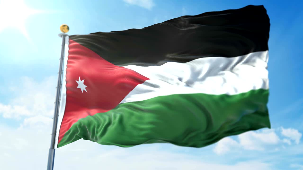 요르단 발의 3d 렌더링 영상: 아름다운 섬유 천의 줄이 흔들리고 있습니다.