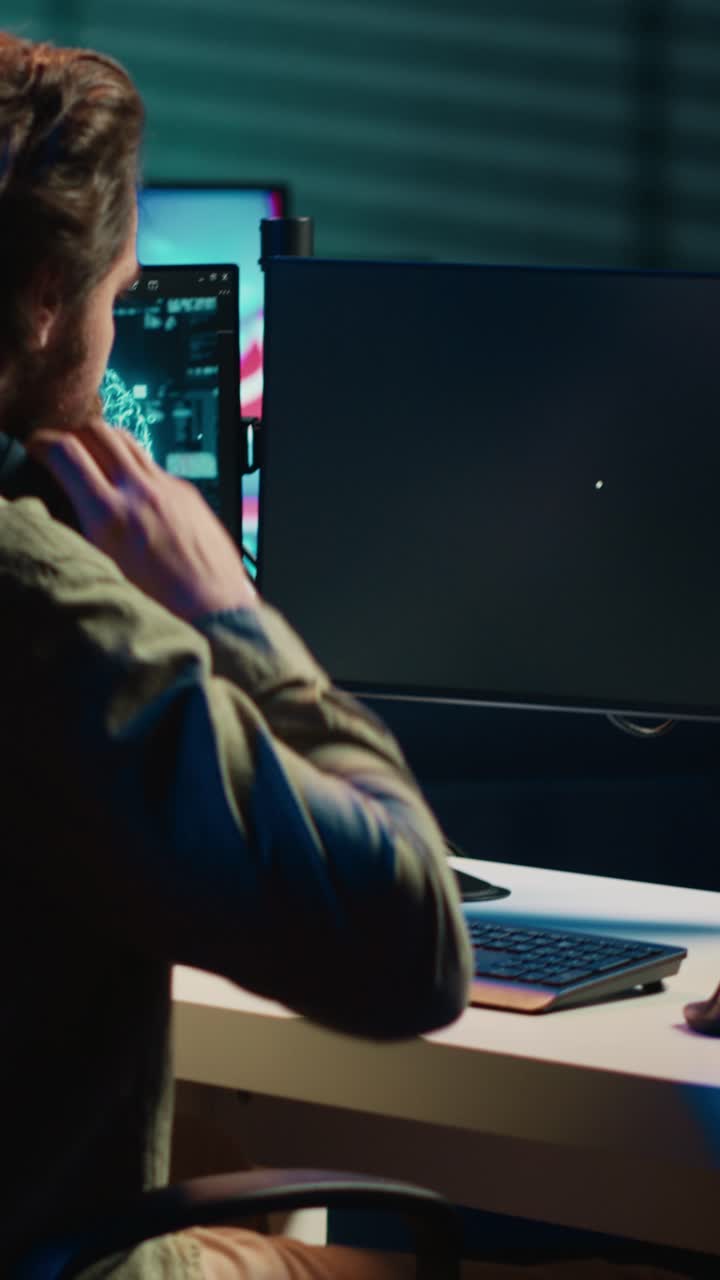 Man Working on Computer Reacts to 'Who Am I?' Message