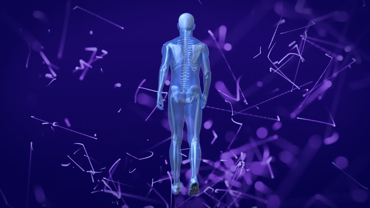 연결 및 데이터 처리의 애니메이션 - 파란색 인간 모형 기