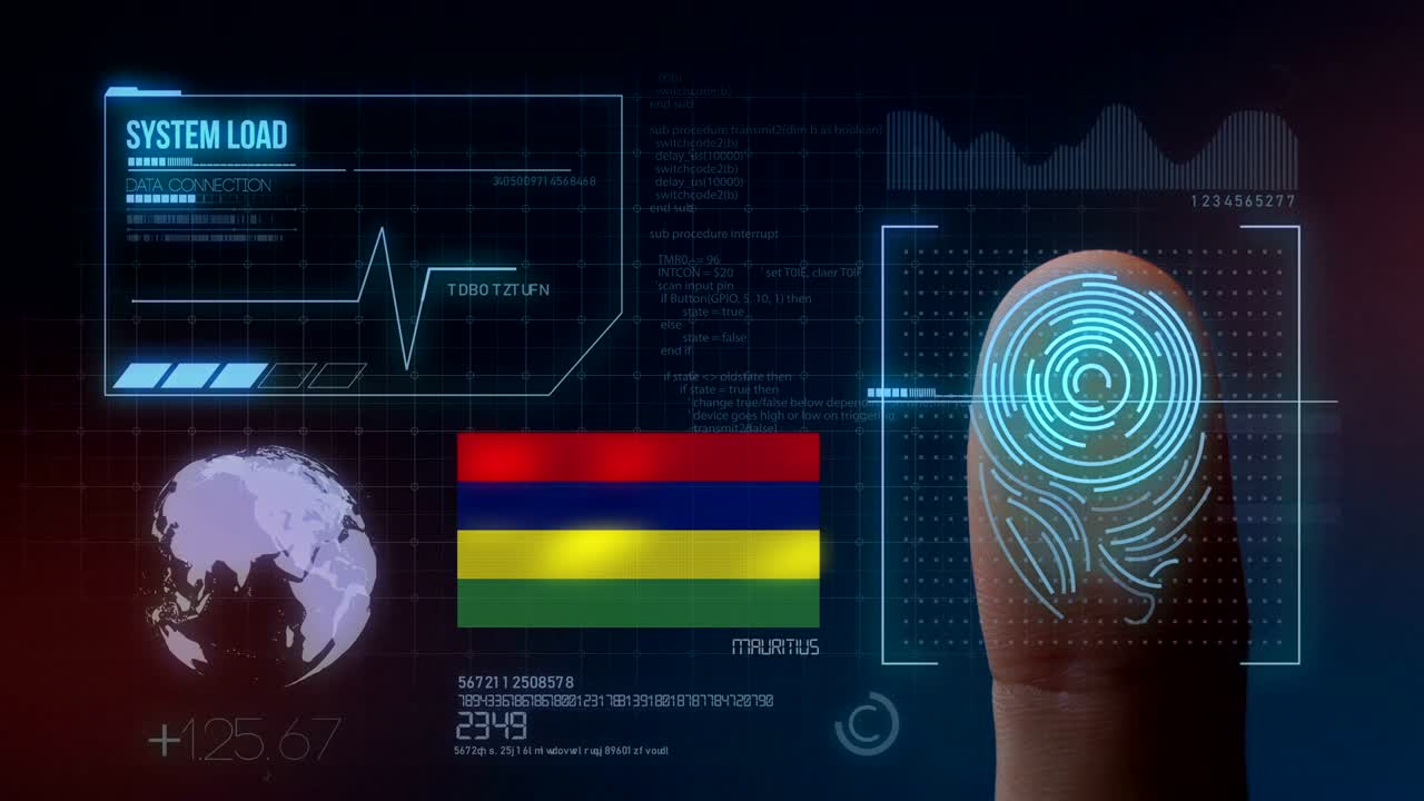 sistema de identificación por escaneo biométrico de huellas dactilares. nacionalidad de mauricio
