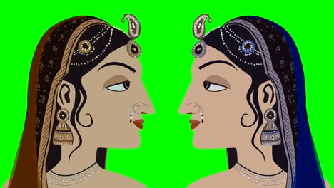 dos mujeres hindúes tradicionales en una pantalla verde
