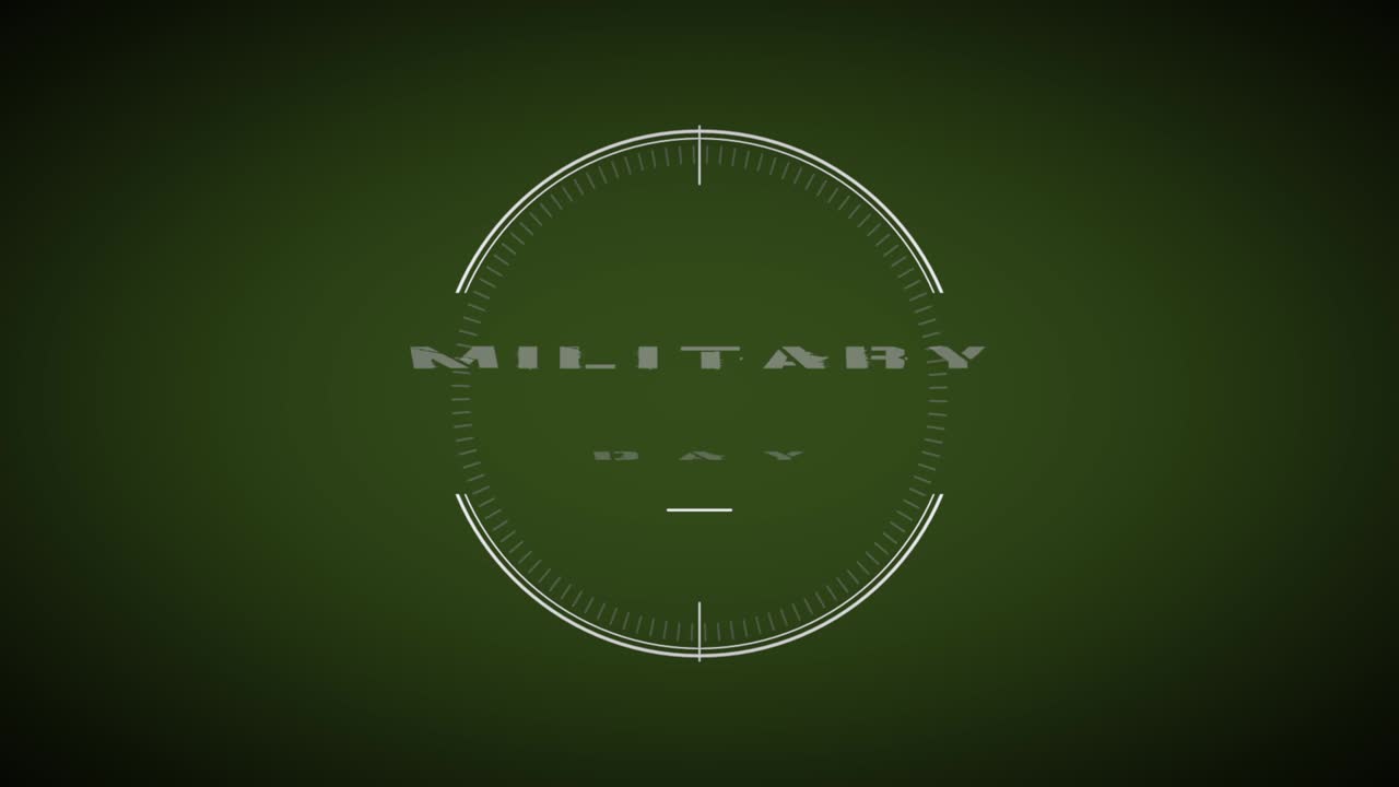 Giornata militare con mirino su sfondo verde