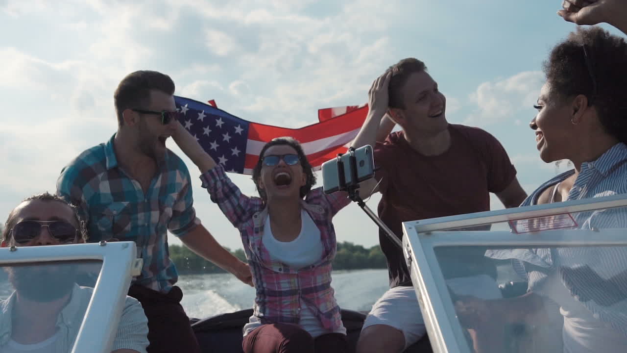Friends Celebrating on a Boat