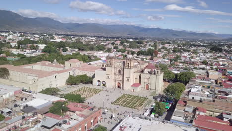 church of santo domingo de guzmán in oaxaca mexico drone aerial orbit