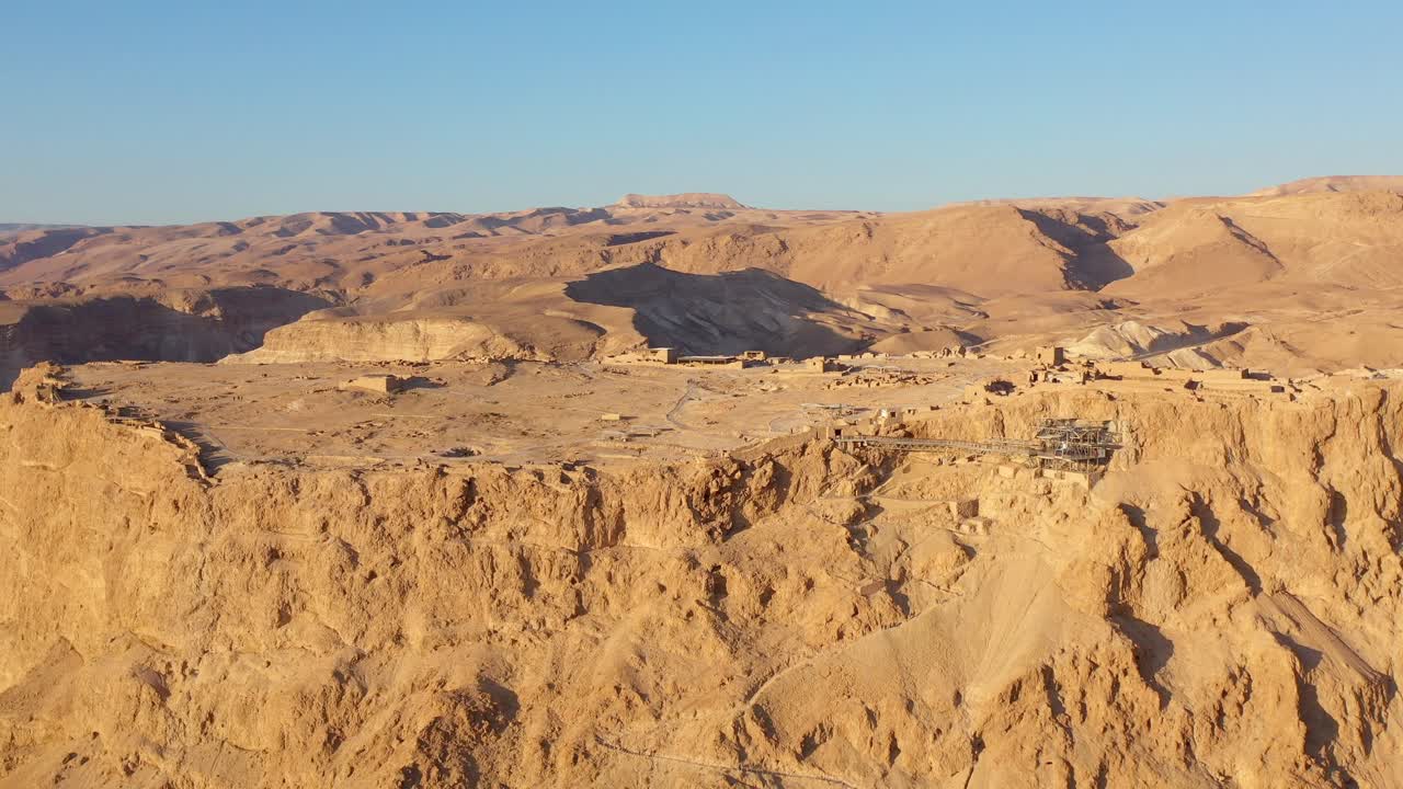 Aerial View of Masada Ancient Fortress in the Judean Desert, Israel