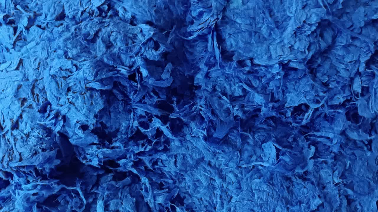 Blue Cotton Fiber Background in Textile Fabric