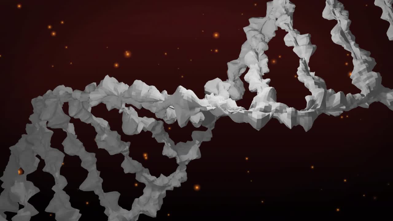 Partial helix drifting left helix moving and rotating with motes pulsing for DNA visualization