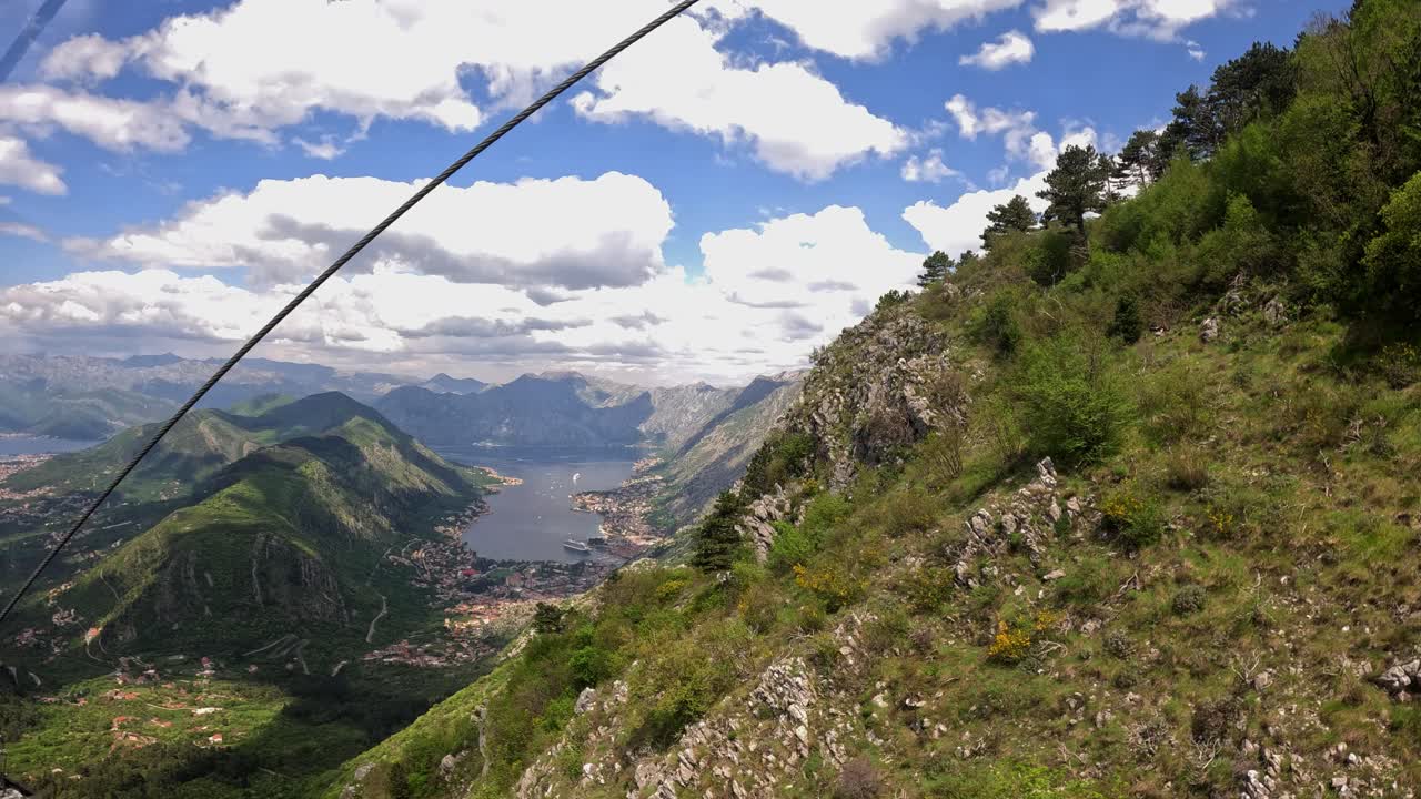 Mountain Ride View Overlooking Kotor Montenegro UNESCO Town and Adriatic Landscape