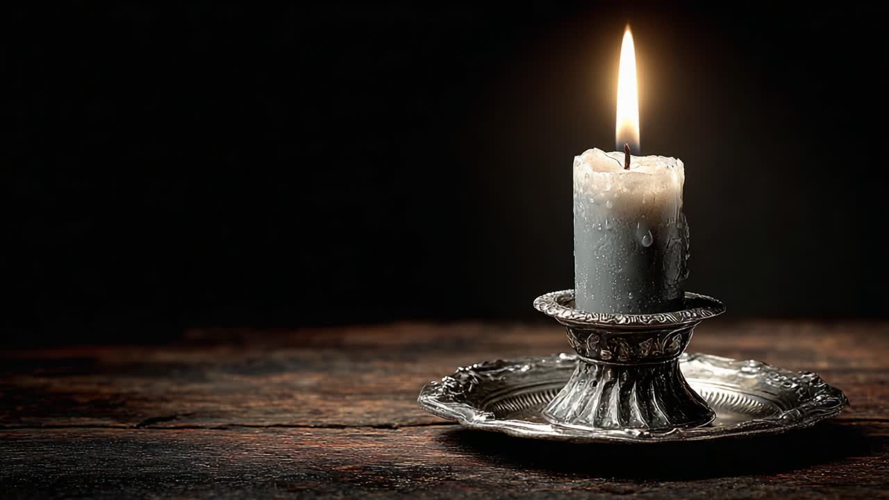 A Single Flickering Candle Illuminates a Darkened Room, Casting Gentle Shadows and Creating a Tranquil Atmosphere Perfect for Reflection and Serenity