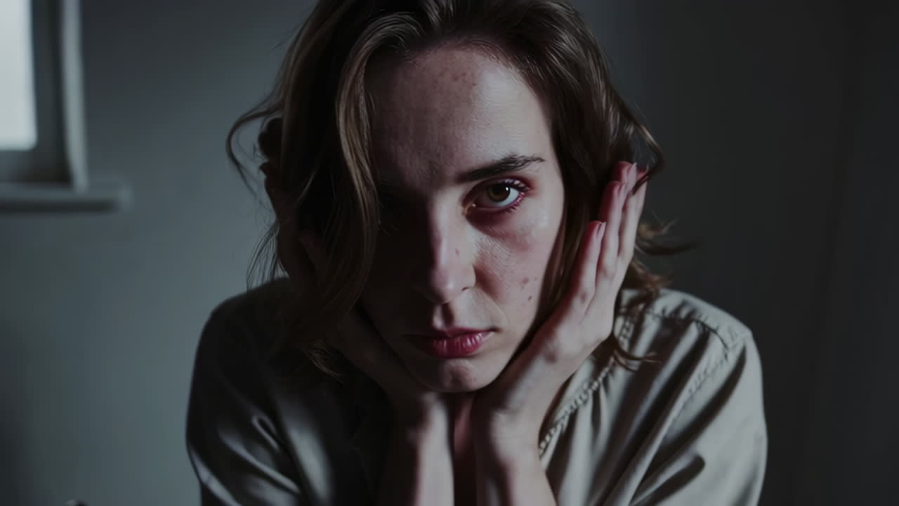 Sad Woman Sitting in a Room