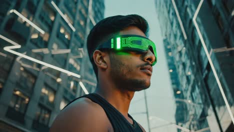 cyberpunk man in city