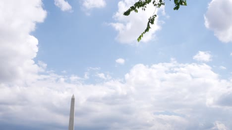 Tilt-down-close-up-of-the-Washington-Monument-located-in-Washington-DC-in-the-USA