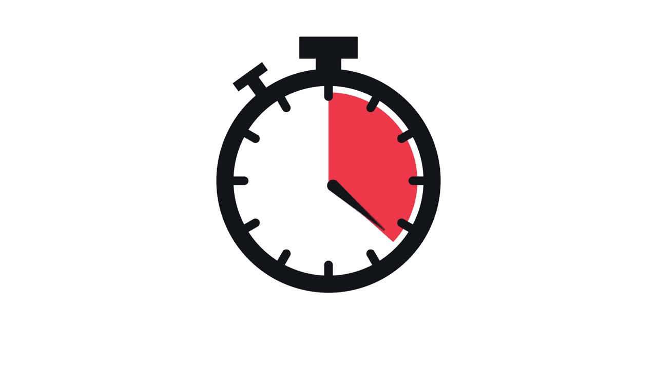 The 40 minutes, stopwatch icon. Stopwatch icon in flat style, timer on on color background. Motion graphics.