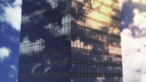 office building windows and aerial view on skyscraper building with many corporate offices of success companies. real estate for rent and commercial using, seamless abstract 3d animation