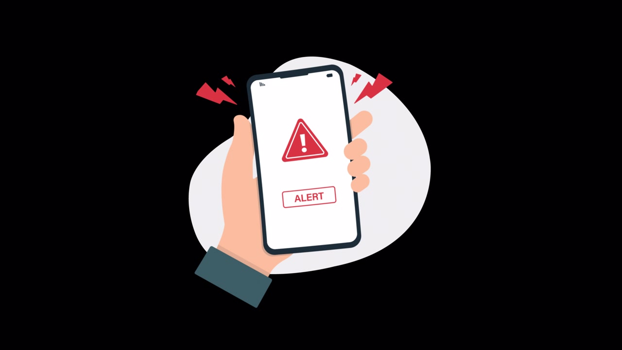 Hand Holding Smartphone Displaying Urgent Alert Notification
