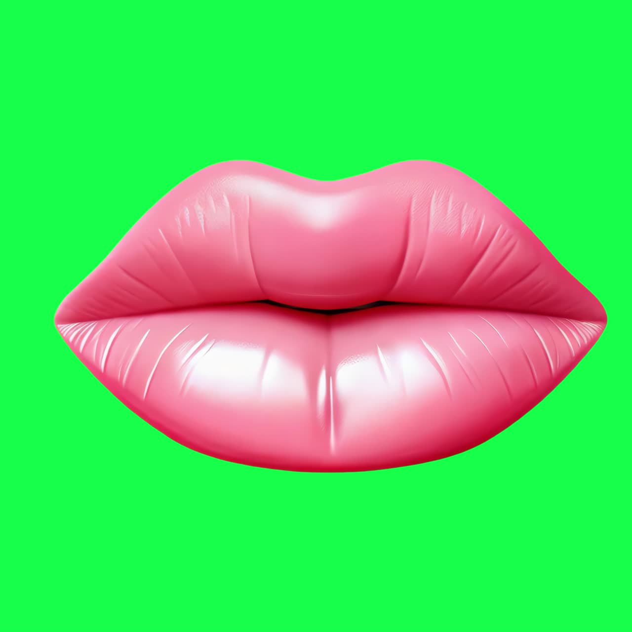 Animazione di labbra rosa lucido, video 4K trasparente, green screen