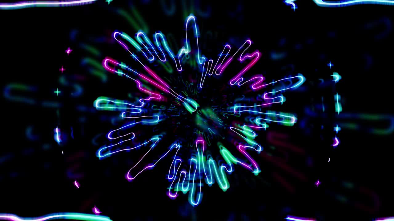 Sound wave neon Colorful Seamless Motion. Audio waveform. Technological 4K loop in neon Magenta and Green-Blue light effect color.