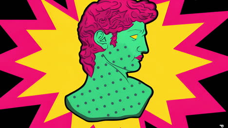vibrant pop art bust with starburst background
