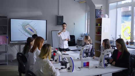 biology class in a science laboratory