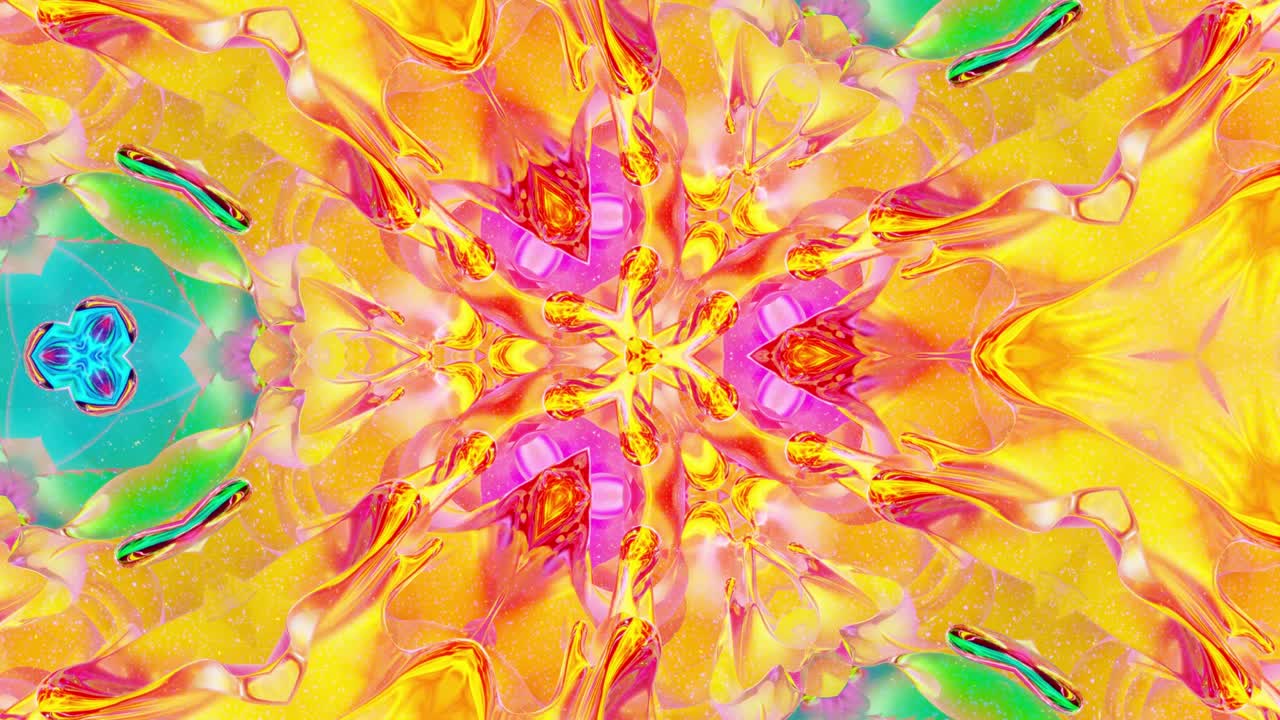 3d elegante abstracto en bucle bg como patrón simétrico ondulado como estructura caleidoscópica con ondas, vidrio líquido multicolor con hermosos colores de gradiente. 4k animado fluido colorido de moda