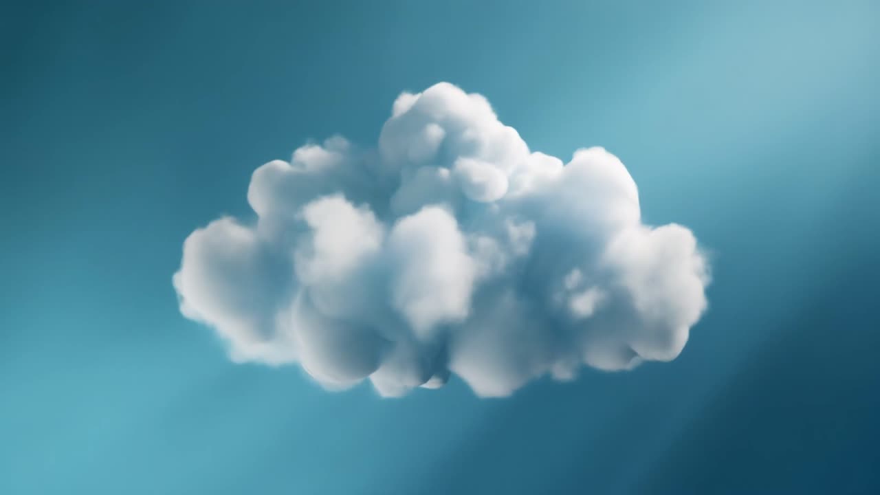 Fluffy White Cloud Forming and Expanding in Blue Sky