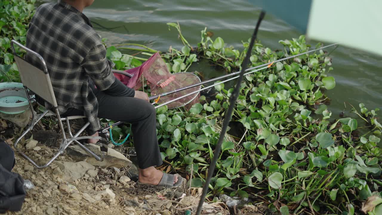 Man fishing on a lake