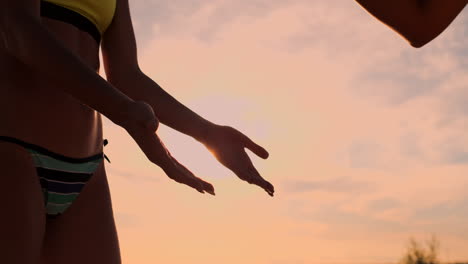 close-up of volleyball players hands clapping and clapping. the joy of victory. volleyball players celebrate a goal.