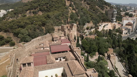 drone shot of old ruins in malaga, spain