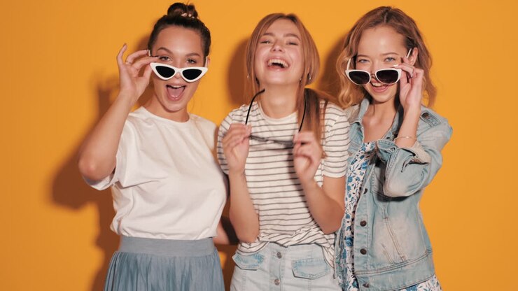 Three Happy Friends Posing