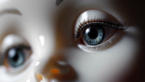 close-up of doll eyes