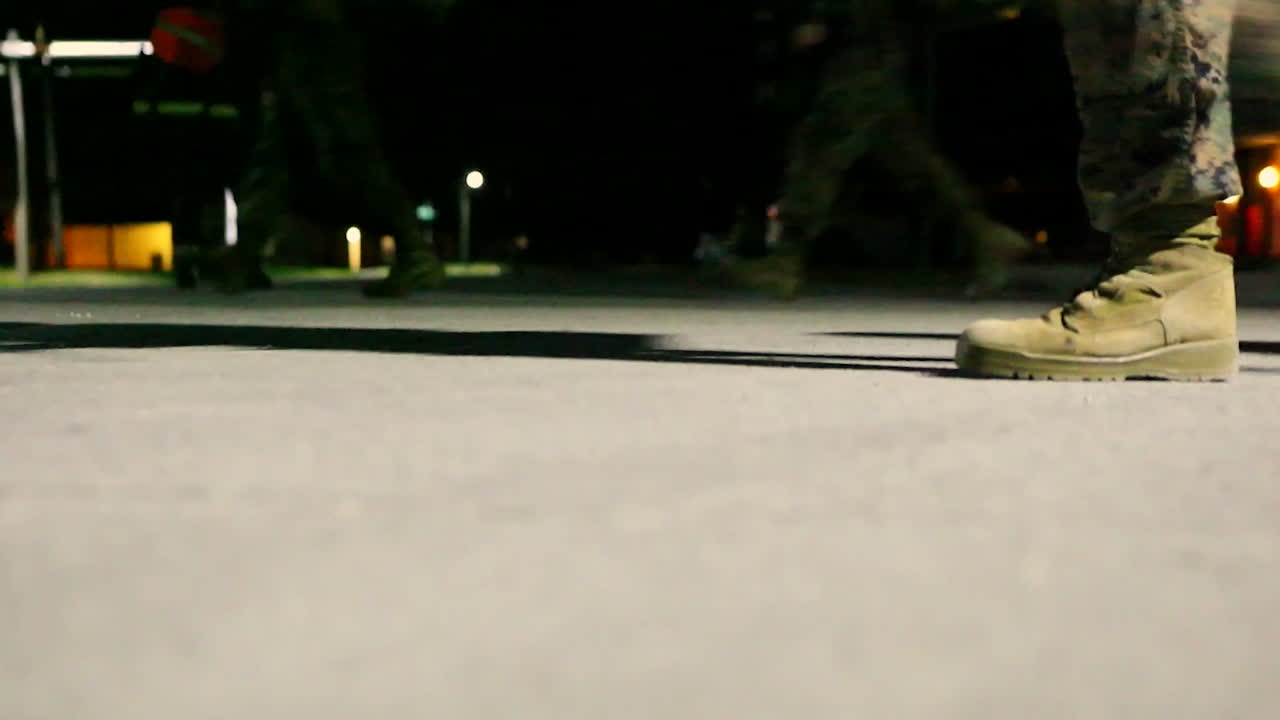 Marines In Training Go On A Nighttime March