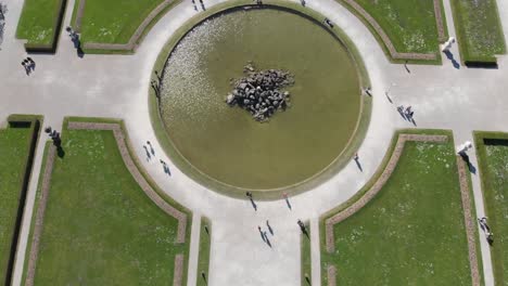 Beautiful-Palace-in-Nymphenburg-Munich-Germany-from-above-with-a-DJI-Mavic-Air-showing-water-and-beautiful-gardens