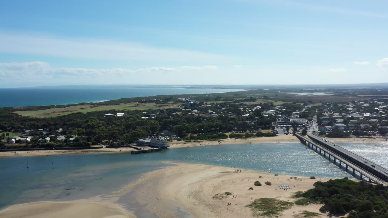 cabezas aéreas de barwon, australia, incluido el icónico puente y el río barwon