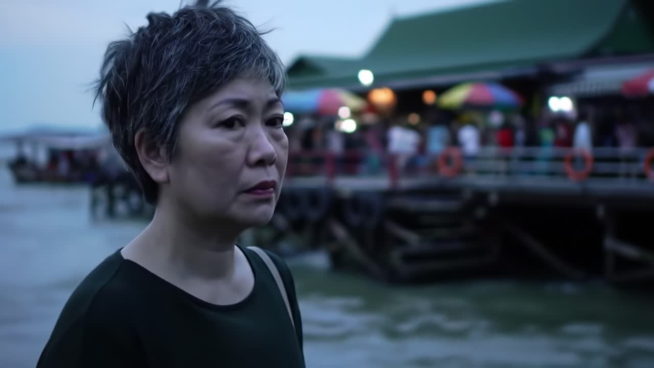 Woman by the Sea at Night