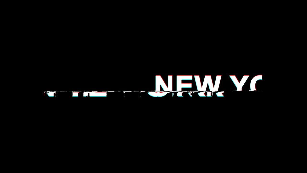 NEW YORK Glitch Effect Text Digital TV Distortion 4K Loop Animation