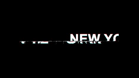 new york glitch effect text digital tv distortion 4k loop animation