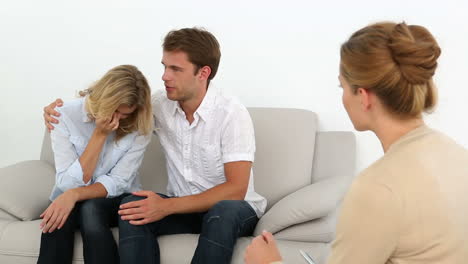 couple talking with their therapist