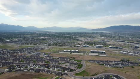 real estate market infrastructure in lehi, utah county - aerial drone landscape