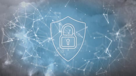Animation of shapes moving over padlock