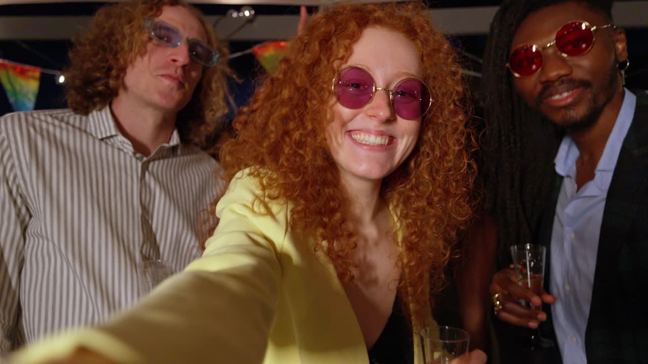 A group of friends celebrating at a party